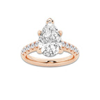 3.93 ctw Pear Lab-Grown Diamond Pave Engagement Ring in 14K Rose Gold for Women | D Color, VVS1 Clarity, IGI Certified 3.50 ct Center Diamond