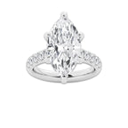 6.55 ctw Marquise Lab-Grown Diamond Pave Engagement Ring in Platinum for Women | E Color, VS1 Clarity, IGI Certified 6.00 ct Center Diamond