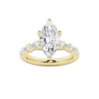 3.48 ctw Marquise Lab-Grown Diamond Marquise Side Stone Engagement Ring in 14K Yellow Gold for Women | Colorless E, VS1 Clarity, IGI Certified 3.00 ct Center Diamond
