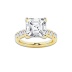 6.66 Ct Asscher Lab-Grown Diamond Half Eternity Engagement Ring in 14K Yellow Gold for Female, Colorless (E), VS1 Clarity | IGI Certified, 6.00 Ct Center Diamond