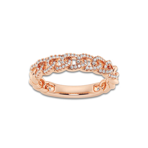 Encore 1/4 ctw Round Lab Grown Diamond Curb Link Stackable Ring 14K Rose Gold, DE, VS1