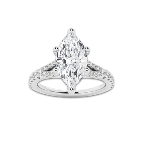 1.83 ctw Marquise Lab-Grown Diamond Split Shank Side Stone Engagement Ring in Platinum for Women | Colorless E, VS1 Clarity, IGI Certified 1.50 ct Center Diamond
