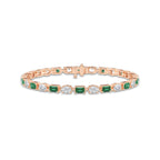 7 1/2 ctw Created Emerald and Oval Lab Grown Diamond Alternating Bracelet - 7 Inches 14K Rose Gold