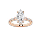 2.24 ctw Marquise Lab-Grown Diamond Hidden Halo Side Stone Engagement Ring in 18K Rose Gold for Women | Colorless D, VVS1 Clarity, IGI Certified 2.00 ct Center Diamond