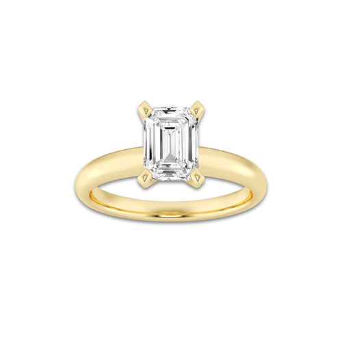 1.50 ctw Emerald Lab-Grown Diamond Minimalist Engagement Ring in 14K Yellow Gold for Women | E Color, VS1 Clarity, IGI Certified