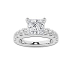 3.00 ctw Princess Lab-Grown Diamond Split-Prong Set Side Stone Engagement Ring in Platinum for Women | Colorless D, VVS1 Clarity, IGI Certified 2.00 ct Center Diamond