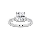 2.23 ctw Round Lab-Grown Diamond Hidden Halo Side Stone Engagement Ring in 18K White Gold for Women | Colorless D, VVS1 Clarity, IGI Certified 2.00 ct Center Diamond