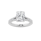 3.32 ctw Elongated Cushion Lab-Grown Diamond Split Shank Side Stone Engagement Ring in Platinum for Women | Colorless D, VVS1 Clarity, IGI Certified 3.00 ct Center Diamond