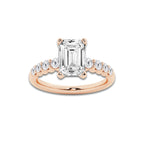 3.54 ctw Emerald Lab-Grown Diamond Side Stone Engagement Ring in 14K Rose Gold for Women | Colorless D, VVS1 Clarity, IGI Certified 3.00 Ct Center Diamond