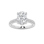 2.75 ctw Oval Lab-Grown Diamond Hidden Halo Side Stone Engagement Ring in Platinum for Women | Colorless E, VS1 Clarity, IGI Certified 2.50 ct Center Diamond