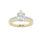 1.29 ctw Pear Lab-Grown Diamond Side Stone Engagement Ring in 14K Yellow Gold for Women | Colorless E, VS1 Clarity, IGI Certified 0.75 Ct Center Diamond