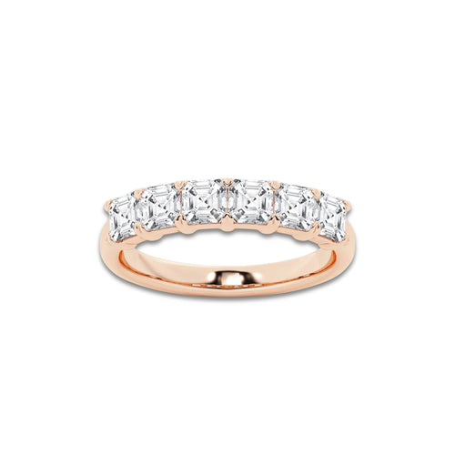 Jocelyn 1 1/2 ctw Asscher Lab Grown Diamond Six Stone Anniversary Band 14K Rose Gold, DE, VS1