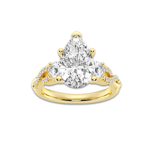 7.61 ctw Pear Lab-Grown Diamond Side Stone Engagement Ring in 14K Yellow Gold for Women | Colorless D, VVS1 Clarity, IGI Certified 7.00 ct Center Diamond