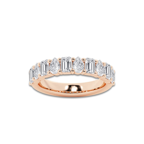Janine 1 1/2 ctw Emerald and Pear Lab Grown Diamond Ten Stone Alternating Anniversary Band 14K Rose Gold, DE, VS1