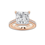 4.35 ctw Princess Lab-Grown Diamond Hidden Halo Side Stone Engagement Ring in 18K Rose Gold for Women | Colorless E, VS1 Clarity, IGI Certified 4.00 ct Center Diamond
