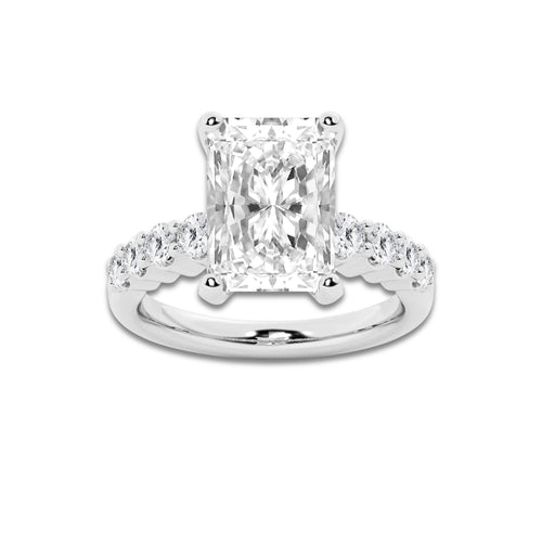 6.66 ctw Radiant Lab-Grown Diamond Side Stone Engagement Ring in 14K White Gold for Women | Colorless D, VVS1 Clarity, IGI Certified 6.00 Ct Center Diamond