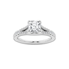 1.33 ctw Asscher Lab-Grown Diamond Split Shank Side Stone Engagement Ring in Platinum for Women | Colorless E, VS1 Clarity, IGI Certified 1.00 ct Center Diamond