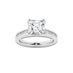 2 1/4 ctw Asscher Lab Grown Diamond Engagement Ring with Channel Set Side Accents Platinum, D, VVS | 2 ct Center