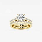 Synergy 2 1/4 ctw Round Lab Grown Diamond Baguette and Princess Side Stone Bridal Set 14K Yellow Gold, E, VS1 | IGI Certified, 1 1/2 ct Center