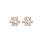 5 1/2 ctw Emerald Lab Grown Diamond Framed Cufflinks 14K Rose Gold, E, VS1