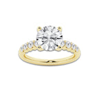 5.66 Ct Round Lab-Grown Diamond Half Eternity Engagement Ring in 14K Yellow Gold for Female, Colorless (D), VVS1 Clarity | IGI Certified, 5.00 Ct Center Diamond