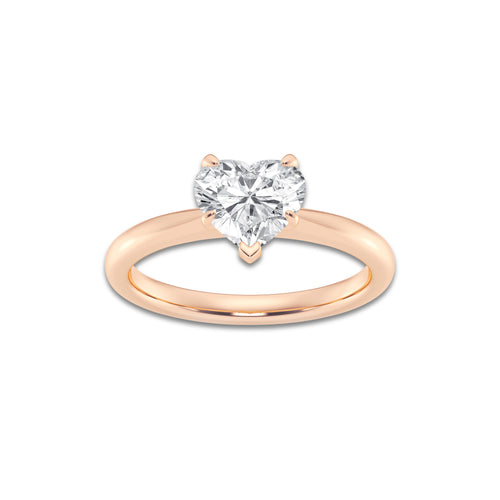 1.00 ctw Heart Lab-Grown Diamond Solitaire Engagement Ring in 14K Rose Gold for Women | Colorless D, VVS1 Clarity, IGI Certified