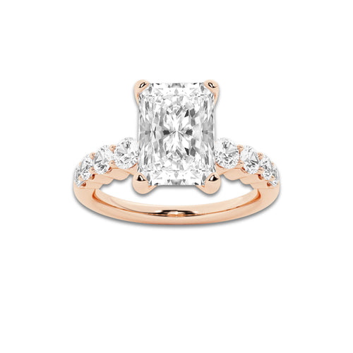 2.04 ctw Radiant Lab-Grown Diamond Side Stone Engagement Ring in 14K Rose Gold for Women | Colorless E, VS1 Clarity, IGI Certified 1.50 Ct Center Diamond