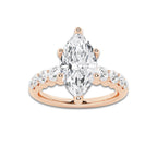 2.54 ctw Marquise Lab-Grown Diamond Side Stone Engagement Ring in 14K Rose Gold for Women | Colorless D, VVS1 Clarity, IGI Certified 2.00 Ct Center Diamond