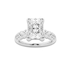 2.54 ctw Radiant Lab-Grown Diamond Side Stone Engagement Ring in 14K White Gold for Women | Colorless D, VVS1 Clarity, IGI Certified 2.00 Ct Center Diamond