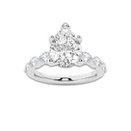 2.98 ctw Pear Lab-Grown Diamond Marquise Side Stone Engagement Ring in Platinum for Women | Colorless D, VVS1 Clarity, IGI Certified 2.50 ct Center Diamond