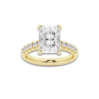 4.43 ctw Radiant Lab-Grown Diamond Pave Engagement Ring in 14K Yellow Gold for Women | E Color, VS1 Clarity, IGI Certified 4.00 ct Center Diamond