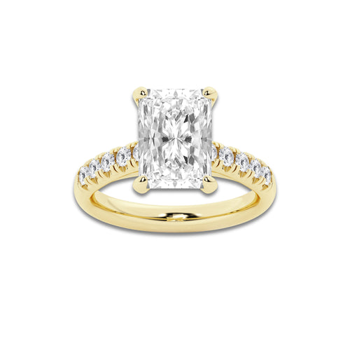 4.43 ctw Radiant Lab-Grown Diamond Pave Engagement Ring in 14K Yellow Gold for Women | E Color, VS1 Clarity, IGI Certified 4.00 ct Center Diamond
