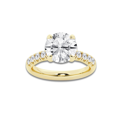 3.93 ctw Round Lab-Grown Diamond Pave Engagement Ring in 14K Yellow Gold for Women | D Color, VVS1 Clarity, IGI Certified 3.50 ct Center Diamond