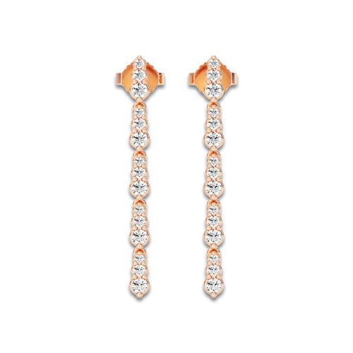 1/2 ctw Round Lab Grown Diamond Graduated Dangle Earrings 18K Rose Gold, DE, VS1