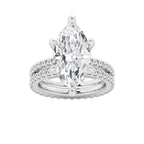 7.22 ctw Marquise Lab-Grown Diamond Double Row Diamond Engagement Ring in Platinum for Women | Colorless D, VVS1 Clarity, IGI Certified 6.00 ct Center Diamond