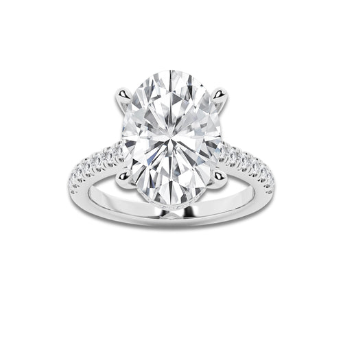 6.44 ctw Oval Lab-Grown Diamond Hidden Halo Side Stone Engagement Ring in Platinum for Women | Colorless D, VVS1 Clarity, IGI Certified 6.00 ct Center Diamond