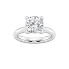 3 ctw Cushion Lab Grown Diamond Petite Solitaire Engagement Ring Platinum, E, VS1 | 3 ct Center