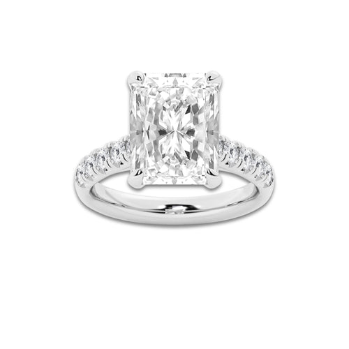 7.55 ctw Radiant Lab-Grown Diamond Pave Engagement Ring in 14K White Gold for Women | E Color, VS1 Clarity, IGI Certified 7.00 ct Center Diamond