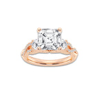 8.61 ctw Cushion Lab-Grown Diamond Side Stone Engagement Ring in 14K Rose Gold for Women | Colorless D, VVS1 Clarity, IGI Certified 8.00 ct Center Diamond