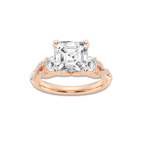 8.61 ctw Cushion Lab-Grown Diamond Side Stone Engagement Ring in 14K Rose Gold for Women | Colorless D, VVS1 Clarity, IGI Certified 8.00 ct Center Diamond