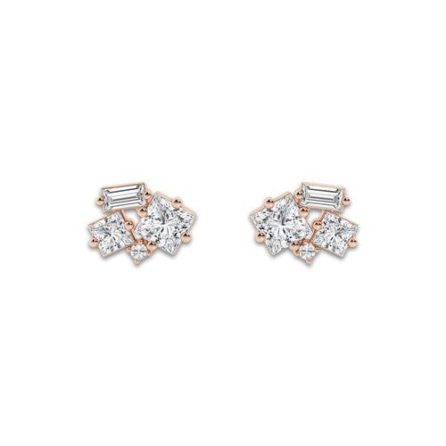 1 ctw Mosaic Framed Abstract Earrings 14K Rose Gold, DE, VS1