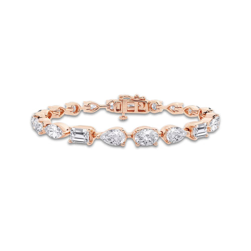 8 2/3 ctw Multi-Shape Lab Grown Diamond Alternating Bracelet 6 Inches 18K Rose Gold, DE, VS1