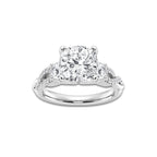 6.61 ctw Cushion Lab-Grown Diamond Side Stone Engagement Ring in Platinum for Women | Colorless D, VVS1 Clarity, IGI Certified 6.00 ct Center Diamond