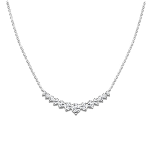 1 1/2 ctw Round Lab Grown Diamond Thirteen Stone Demi Eternity Necklace 14K White Gold, E, VS1 | 2/5 ct Center