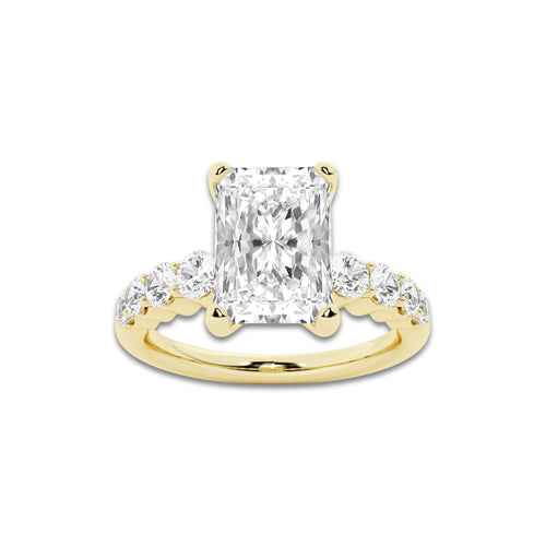 2.54 ctw Radiant Lab-Grown Diamond Side Stone Engagement Ring in 14K Yellow Gold for Women | Colorless E, VS1 Clarity, IGI Certified 2.00 Ct Center Diamond