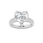 5.43 ctw Heart Lab-Grown Diamond Pave Engagement Ring in 14K White Gold for Women | E Color, VS1 Clarity, IGI Certified 5.00 ct Center Diamond
