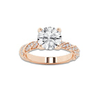 2.94 ctw Round Lab-Grown Diamond Twisted Band Engagement Ring in 14K Rose Gold for Women | Colorless D, VVS1 Clarity, IGI Certified 2.50 ct Center Diamond