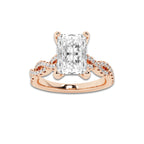 8.29 ctw Radiant Lab-Grown Diamond Twisted Shank Engagement Ring in 14K Rose Gold for Women | D Color, VVS1 Clarity, IGI Certified 8.00 ct Center Diamond