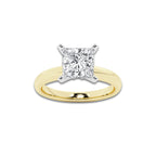 2.50 ctw Princess Lab-Grown Diamond Minimalist Engagement Ring in 14K White Gold And Yellow Gold for Women | D Color, VVS1 Clarity, IGI Certified
