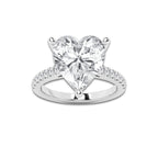 7.46 ctw Heart Lab-Grown Diamond Hidden Halo Side Stone Engagement Ring in Platinum for Women | Colorless E, VS1 Clarity, IGI Certified 7.00 ct Center Diamond